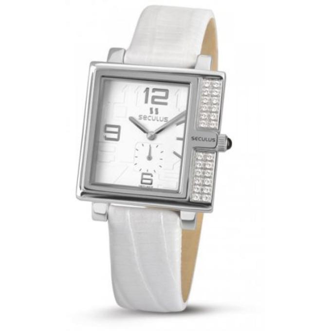 Seculus 1670.2.1064 white, ss-cz, white leather
