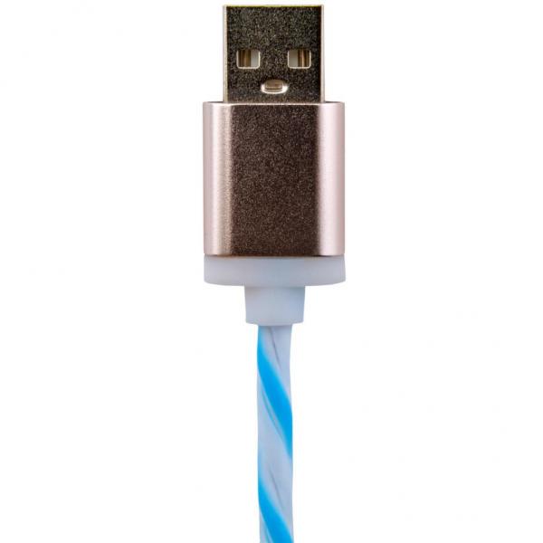 Дата кабель LogicPower USB 2.0 -> micro USB 1м W-Bl (силикон) бело-голубой /Reta 5150