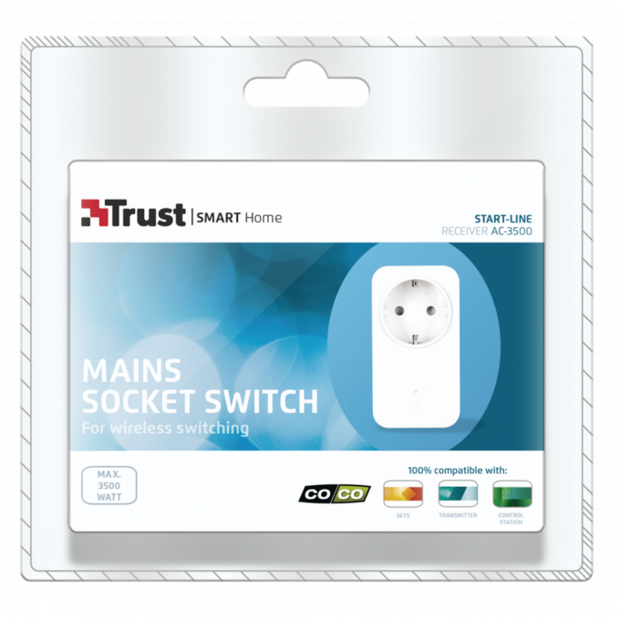 Выключатель беспроводной Trust AC-3500 Wall socket switch (<3500W) 71008