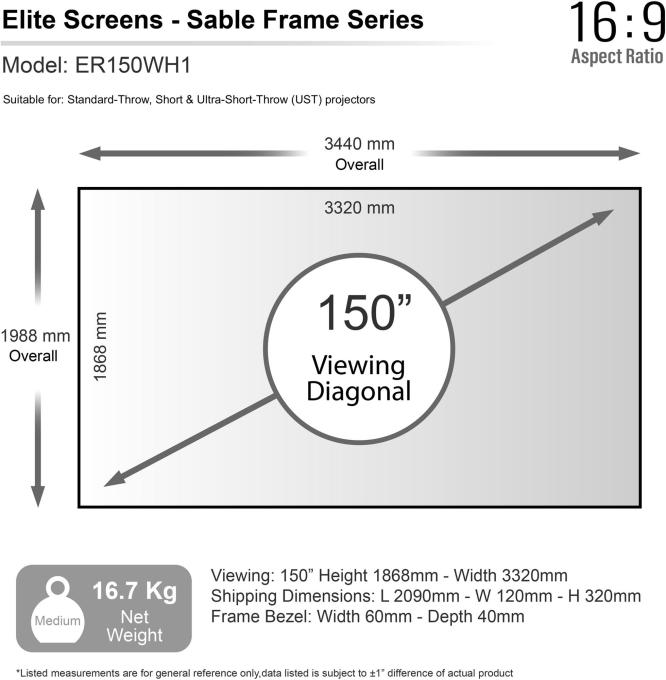 ELITE SCREENS ER150WH1