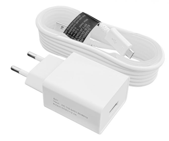 Сетевое зарядное устройство LogicPower (1USBx2.4A) АС-012 White LP9624 + кабель microUSB