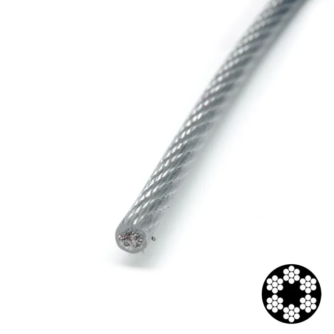 APRO 6мм (5+1мм) DIN 3055 (6x7+FC) бухта 100м в ПВХ оплетке оцинкованный