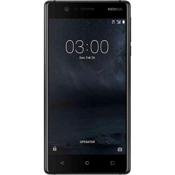 Смартфон Nokia 3 Dual Sim Matte Black; 5" (1280х720) IPS / MediaTek MT6737 / камера 8 Мп + 8 Мп / ОЗУ 2 ГБ / 16 ГБ встроенной + microSD до 128 ГБ / 4G (LTE) / Bluetooth, Wi-Fi / GPS, A-GPS / ОС Android 7.0 (Nougat) / 143.4 x 71.4 x 8.48 мм, 140 г / 2630 мАч / черный Nokia 3 Black