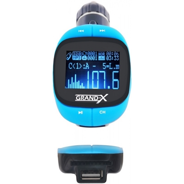 Автомобильный MP3-FM модулятор Grand-X CUFM25GRX blue SD/USB CUFM25GRX blue