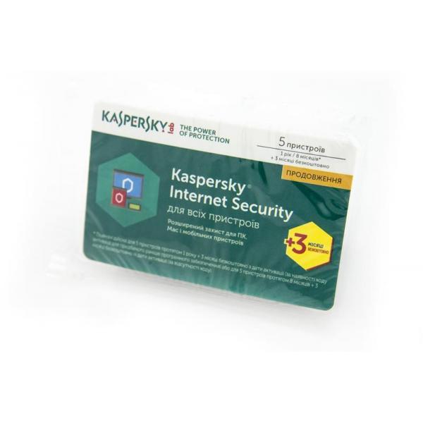 ПО Kaspersky Internet Security 2017 Eastern Europe Edition 5 ПК 1 год + 3 мес. Renewal Card KL1941OOEFR 2017 Kaspersky lab