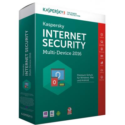 Программная продукция Kaspersky Internet Security 2016 Multi-Device 1+1 ПК 1 год Base Box KL1941OBAFS16