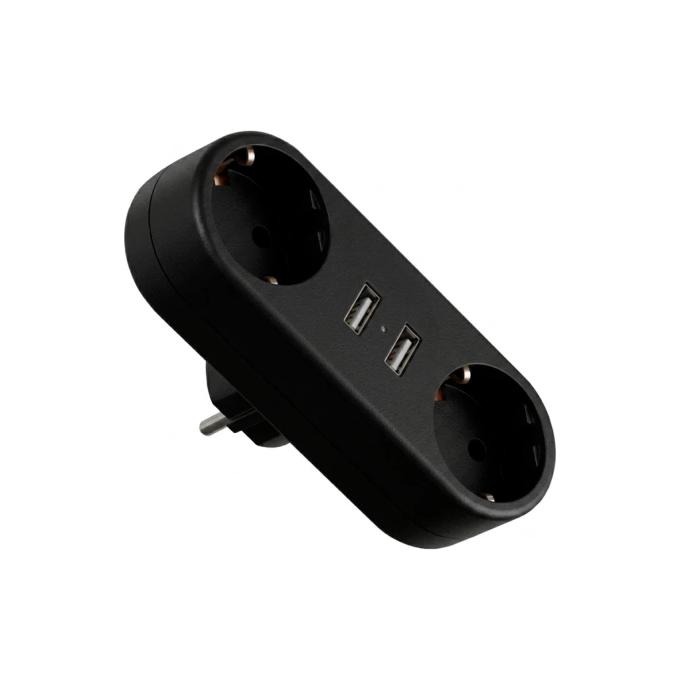 EUROELECTRIC EE-2/2USB-16A(black)