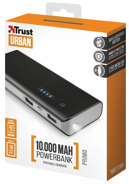 Универсальная мобильная батарея Trust Primo 10000mAh Black 21149