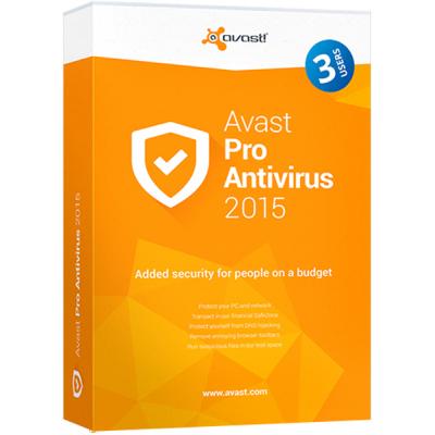 Программная продукция Avast Pro Antivirus 2015 3 ПК 1 год Base Box 4820153970298