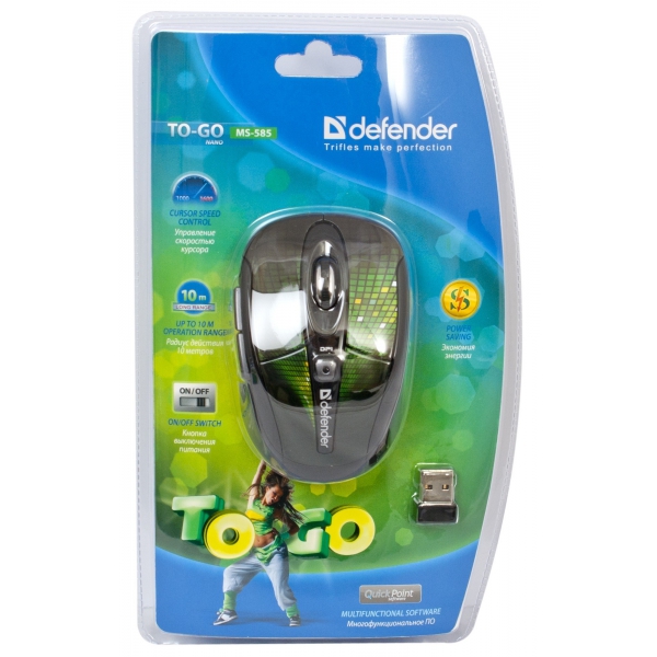 Мышка Defender MS-585 52587 Disco Green USB