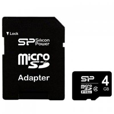 Карта памяти Silicon Power 4Gb microSDHC class 4 SP004GBSTH004V10SP