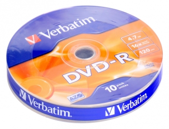 Диск DVD-R Verbatim 4.7Gb 16X Spindle Wrap box 10шт 43729