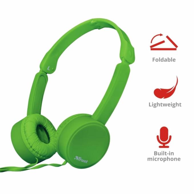 Наушники Trust Nano On-Ear Mic Green 23101
