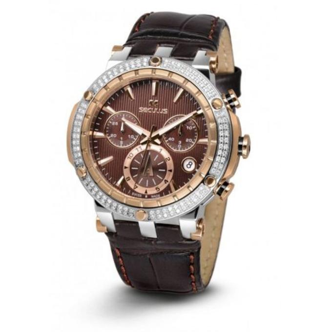 Seculus 1682.2.503 brown, ss-r with stones, brown leather