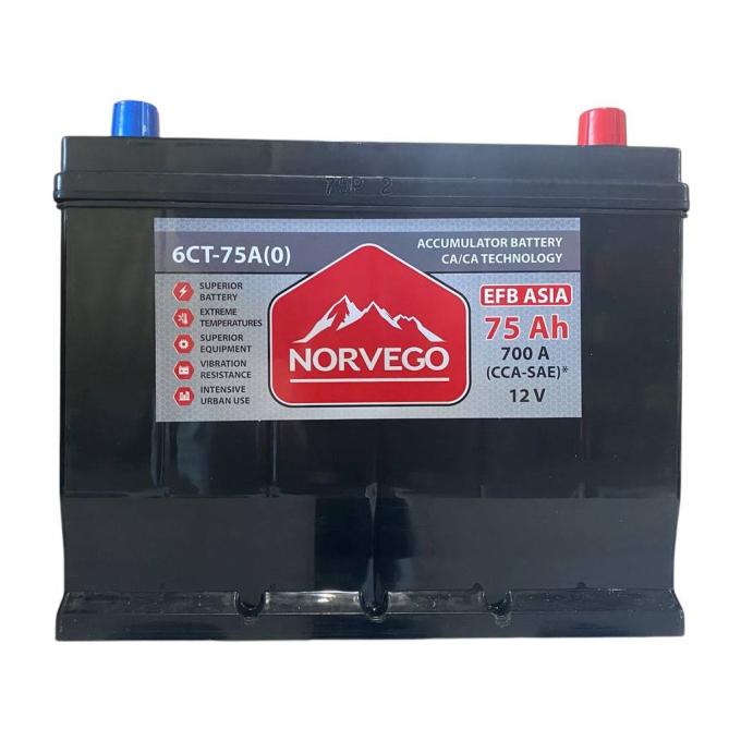 NORVEGO ВЕСТА Asia EFB 75A +прав (0) (700 пуск)
