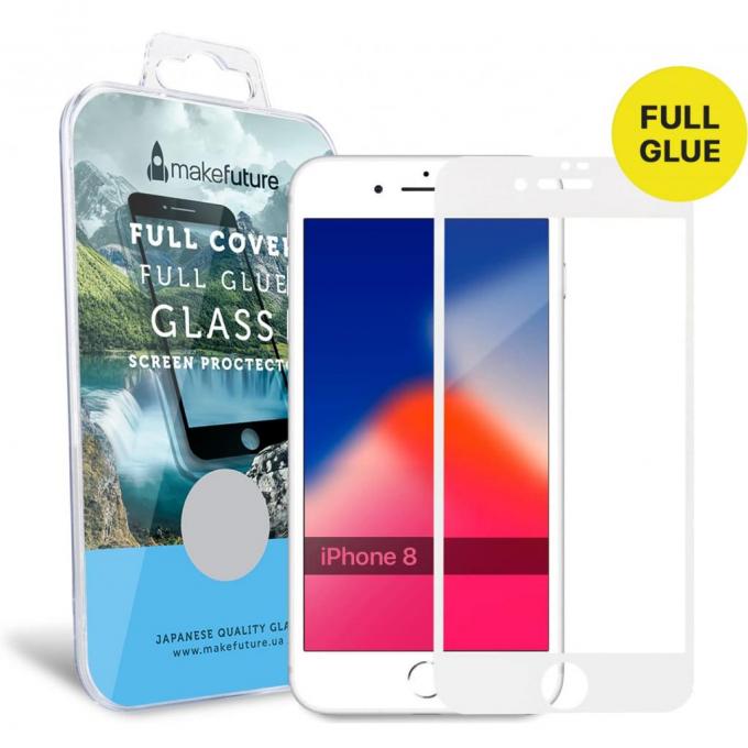 Стекло защитное MakeFuture для Apple iPhone 8 White Full Cover Full Glue MGFCFG-AI8W