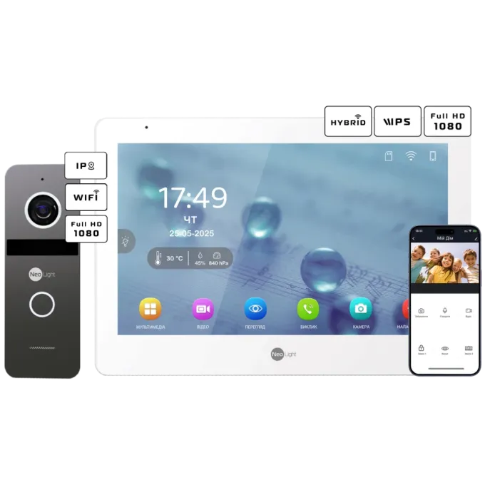 Neolight MEZZO Hybrid + SOLO IPW Graphite с уголком, PoE адаптер для вызовной панели