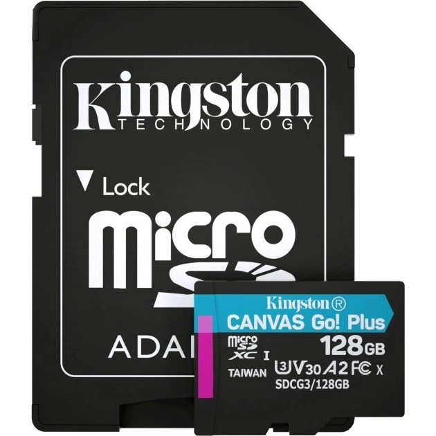 Kingston microSDXC 128 Гб U3 V30 A2 (SDCG3/128GBSP)