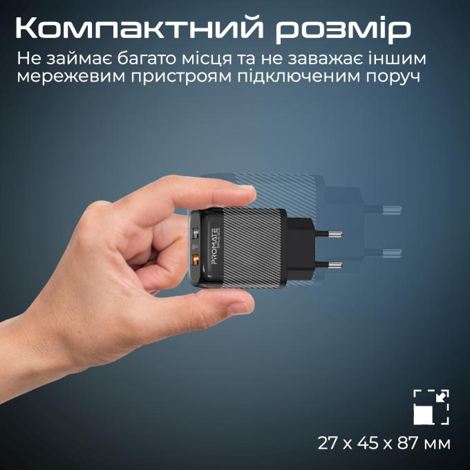 Promate biplug-qc3.eu-bk