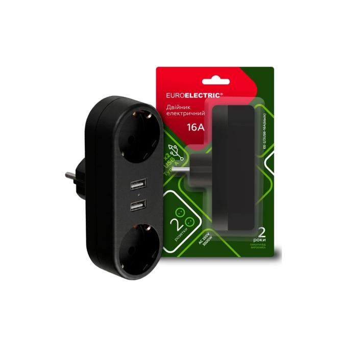 EUROELECTRIC EE-2/2USB-16A(black)