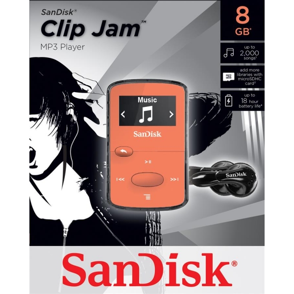 MP3 плеер SanDisk Sansa Clip JAM 8GB Orange SDMX26-008G-G46O