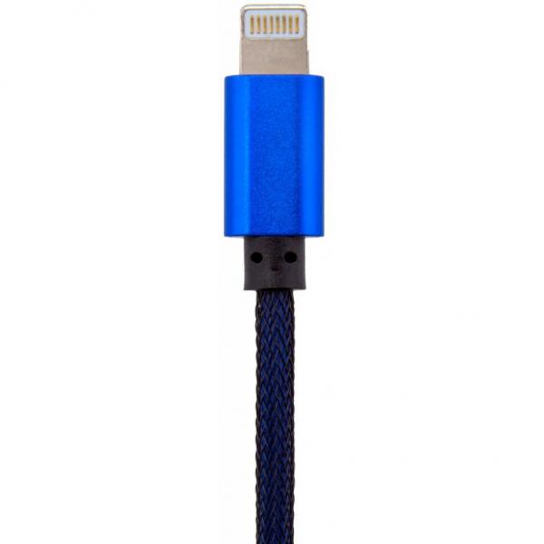 Дата кабель LogicPower USB 2.0 -> Lightning 1м Bl (метал. плетение) синий /Retai 5125
