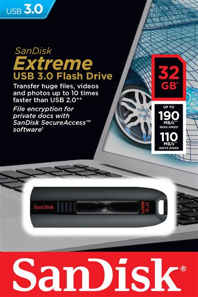 Накопитель SanDisk 32GB USB 3.0 Extreme SDCZ80-032G-G46