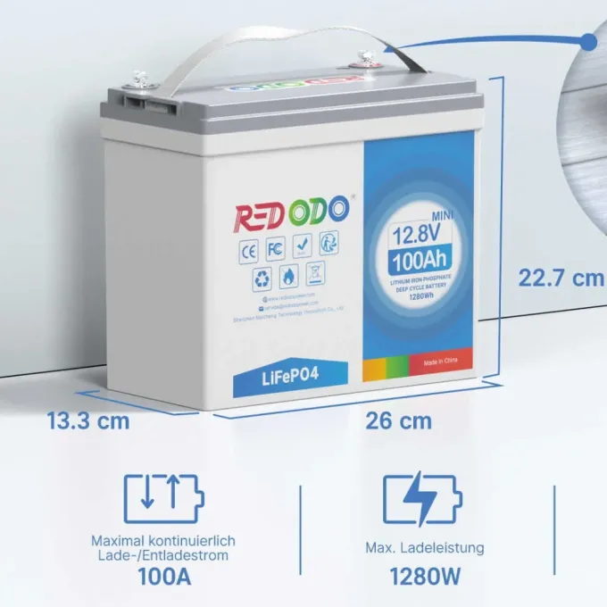 Redodo 12.8V 100Ah Mini 1280Втг LiFePO4