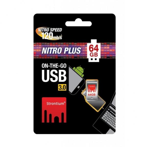 USB флеш накопитель STRONTIUM Flash 64GB Nitro Plus Silver OTG USB 3.0 SR64GSLOTG1Z