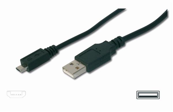 Кабель EDNET USB 2.0 (AM/microB) 1.0м, Black DIGITUS 84129