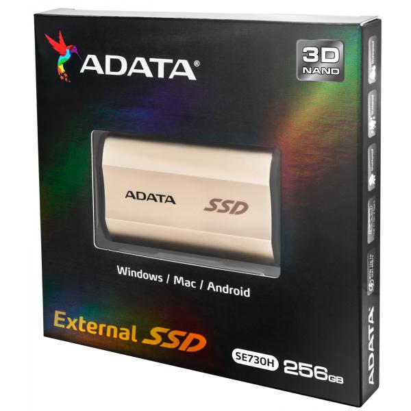Твердотільний накопичувач SSD ADATA 256GB USB 3.1 SE730H Gold ASE730H-256GU31-CGD
