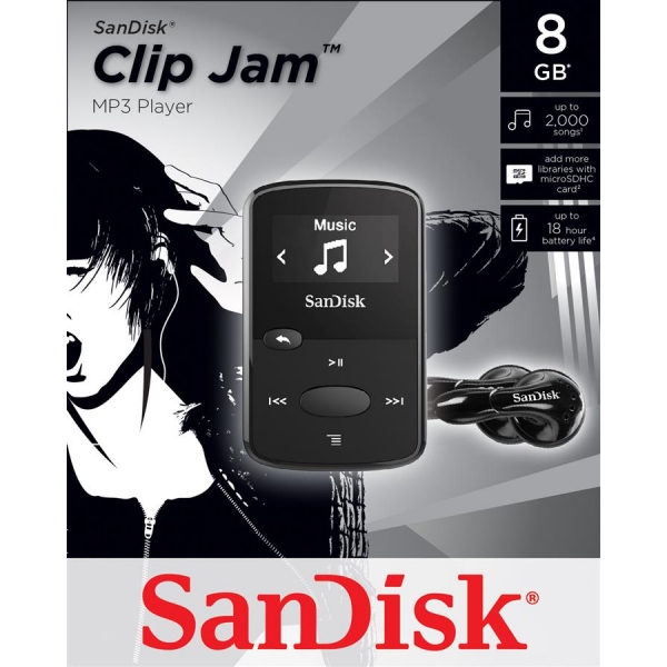 MP3 плеер SanDisk Sansa Clip JAM 8GB Black SDMX26-008G-G46K