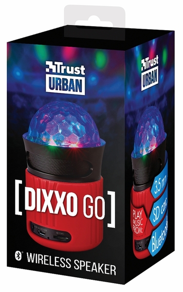 Акустическая система Trust Dixxo Go Wireless Bluetooth Speaker with party lights - red 21346
