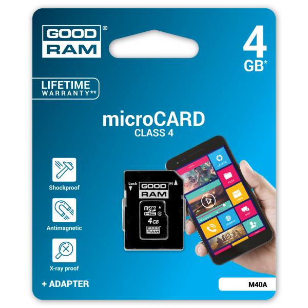 Карта памяти GOODRAM 4GB microSD Class 4 M40A-0040R11