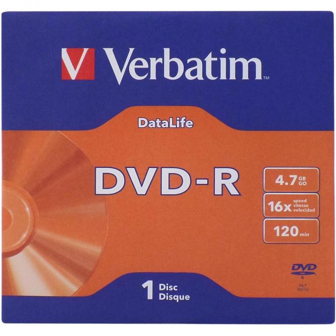 Диск DVD Verbatim 4.7Gb 16X Jacket 50 pcs DATA LIFE 43844-02