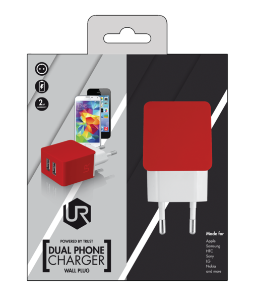 сетевая зарядка TRUST URBAN Dual Smart Wall Charger 20149
