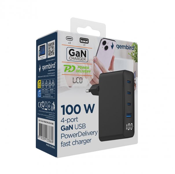 GEMBIRD TA-UC-PDQC100LCD-01-BK