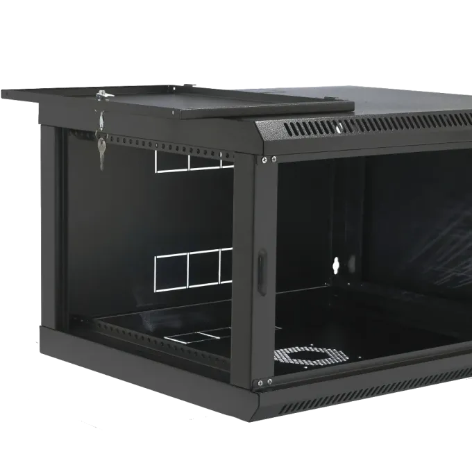 Шкаф 19" 6U, 600x400x373мм акриловое стекло, черная 19" 6U, 600x400x373мм акрилове скло, чорна