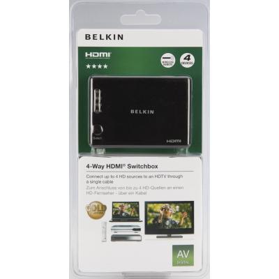 Коммутатор видео Belkin HDMI SwitchBox High Speed w/Ethernet, (4 вх, 1 вых) F3Y045bf