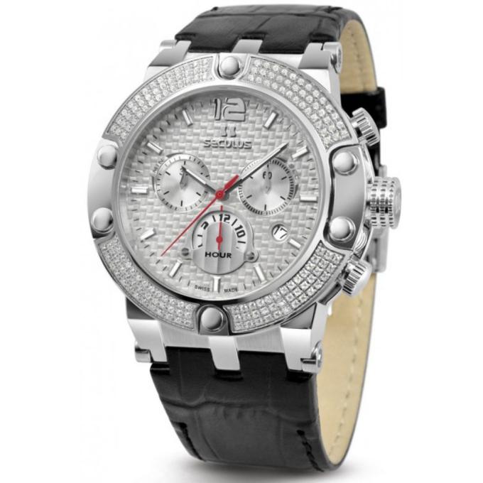 Seculus 4490.2.503 white, ss stones, black leather