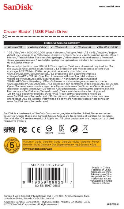 SANDISK SDCZ50C-016G-B35W