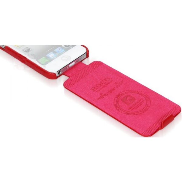 HOCO for iPhone 5/5S Bright Crocodile Flip Leather case Red HI-L016R