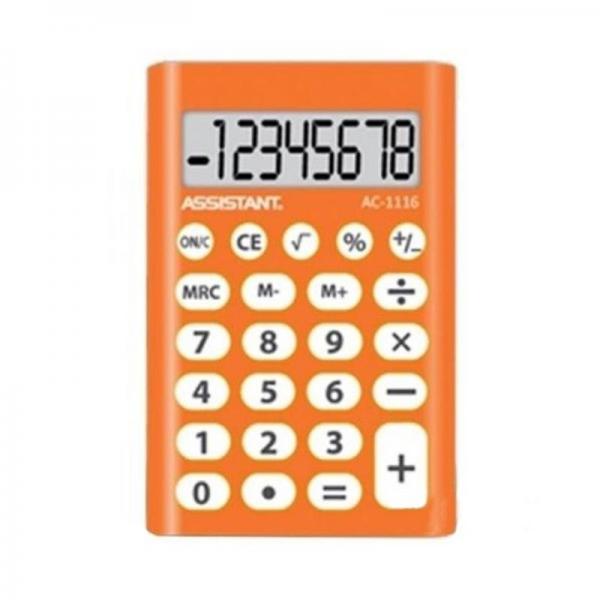 Калькулятор Assistant AC-1116 Orange; карманный, 8-разрядный, батарейка, 93 х 62 х 10 мм