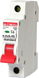 Модульный автоматический выключатель E.next e.mcb.stand.45.1.C6, 1р, 6А, C, 4.5 кА s002006