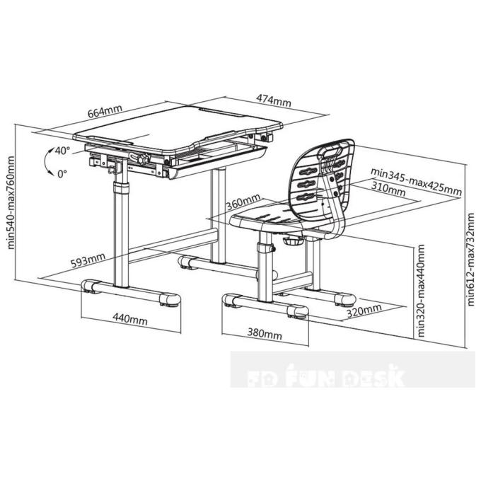 FunDesk Piccolino III Blue-w
