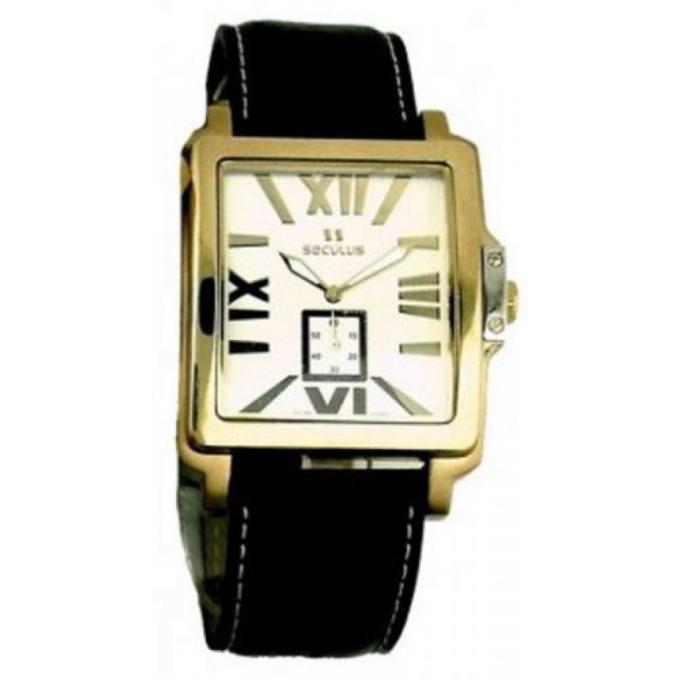 Seculus 4492.1.1069 stainless-gilt, pvd, black leather