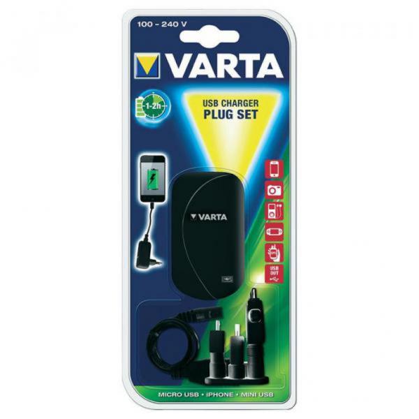 Зарядное устройство Varta USB PROF. V-MAN PLUG SET (1*USB, 1A) + Cable + Adapters 57057201401