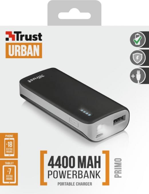 Универсальная мобильная батарея Trust Primo 4400mAh Black 21224