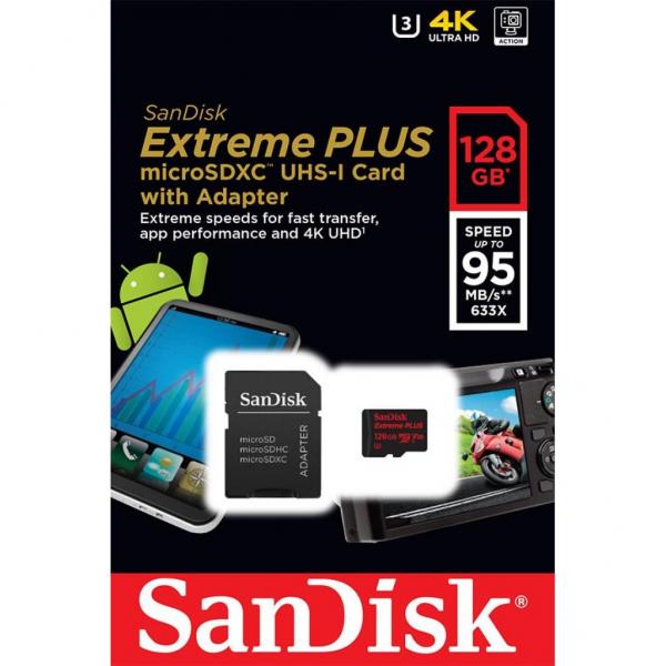 Карта памяти SANDISK 128GB microSDXC class 10 UHS-I 4K Extreme Plus SDSQXWG-128G-GN6MA