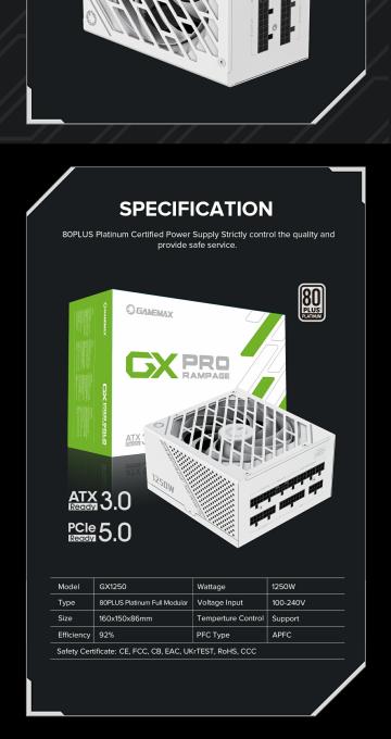 GAMEMAX GX-1250 PRO WT (ATX3.0 PCIe5.0